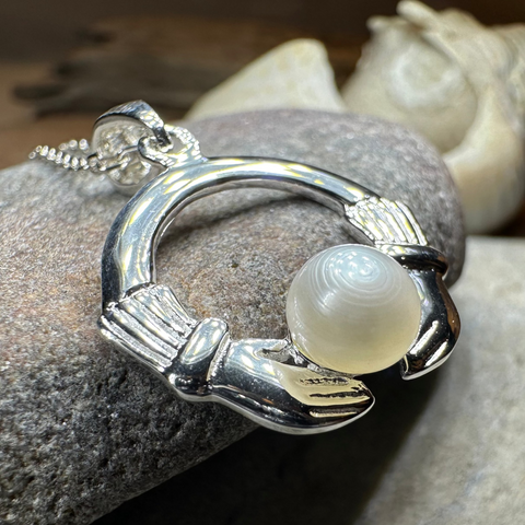 Load image into Gallery viewer, Pearl Claddagh Necklace
