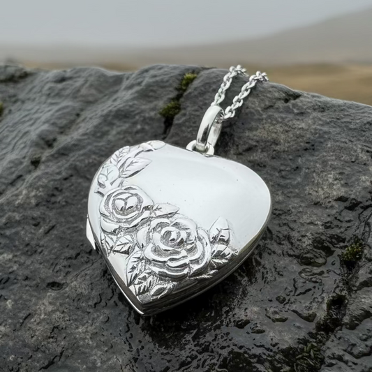 Rose Bouquet Locket Necklace in Sterling Silver