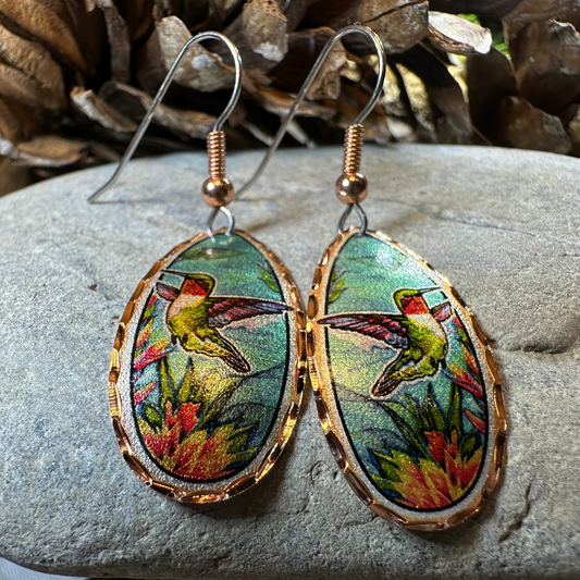 Summer Hummingbird Copper Earrings