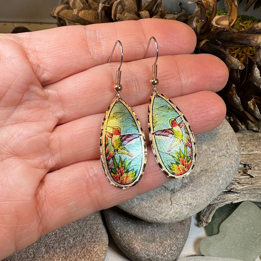 Summer Hummingbird Copper Earrings
