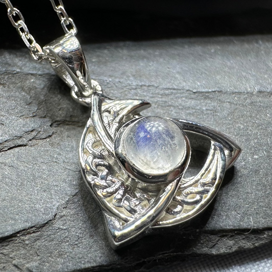 Evie Celtic Crescent Moon Necklace in Sterling Silver — view 10