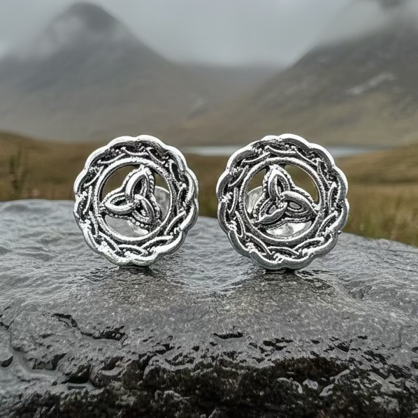 Celtic Knot Stud Earrings in silver