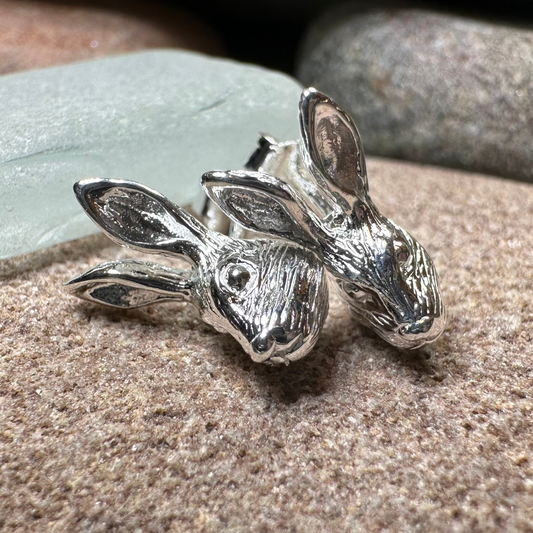 Thistledown Rabbit Post Earrings in Sterling Silver