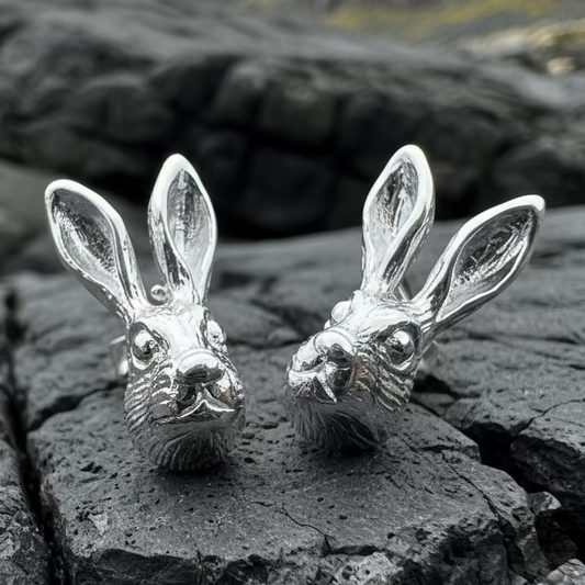 Thistledown Rabbit Post Earrings in Sterling Silver