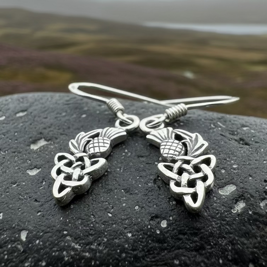 Kelpie Petite Scottish Thistle Earrings in Sterling Silver