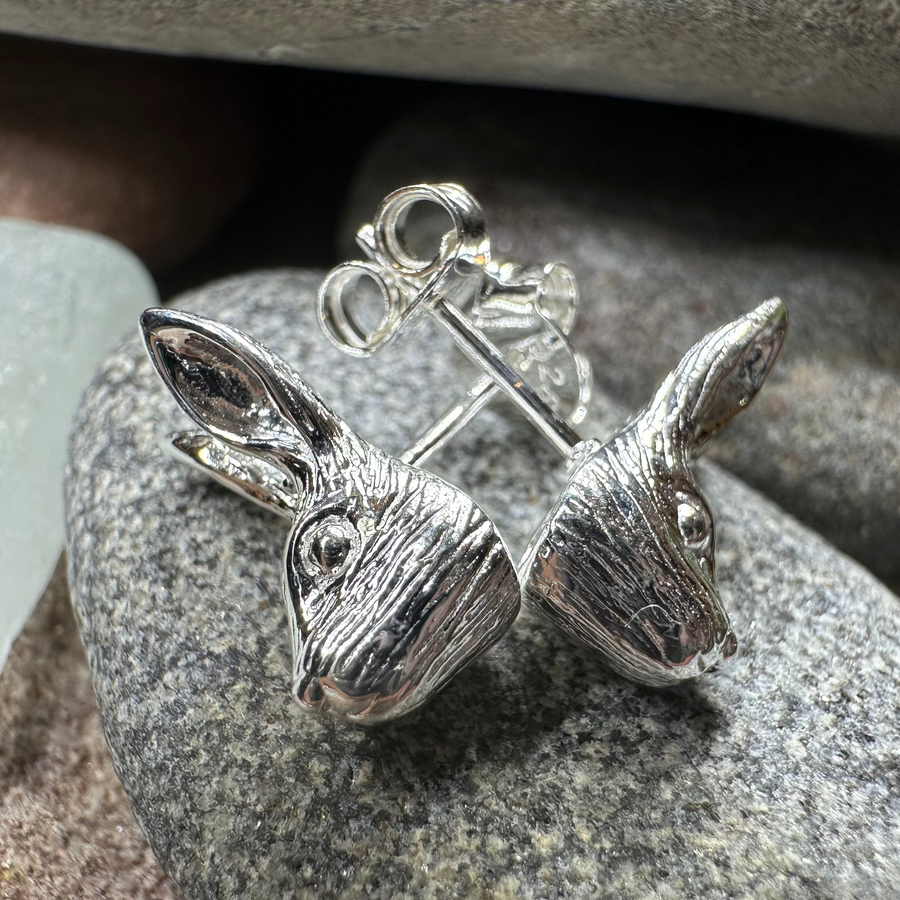 Thistledown Rabbit Post Earrings in Sterling Silver
