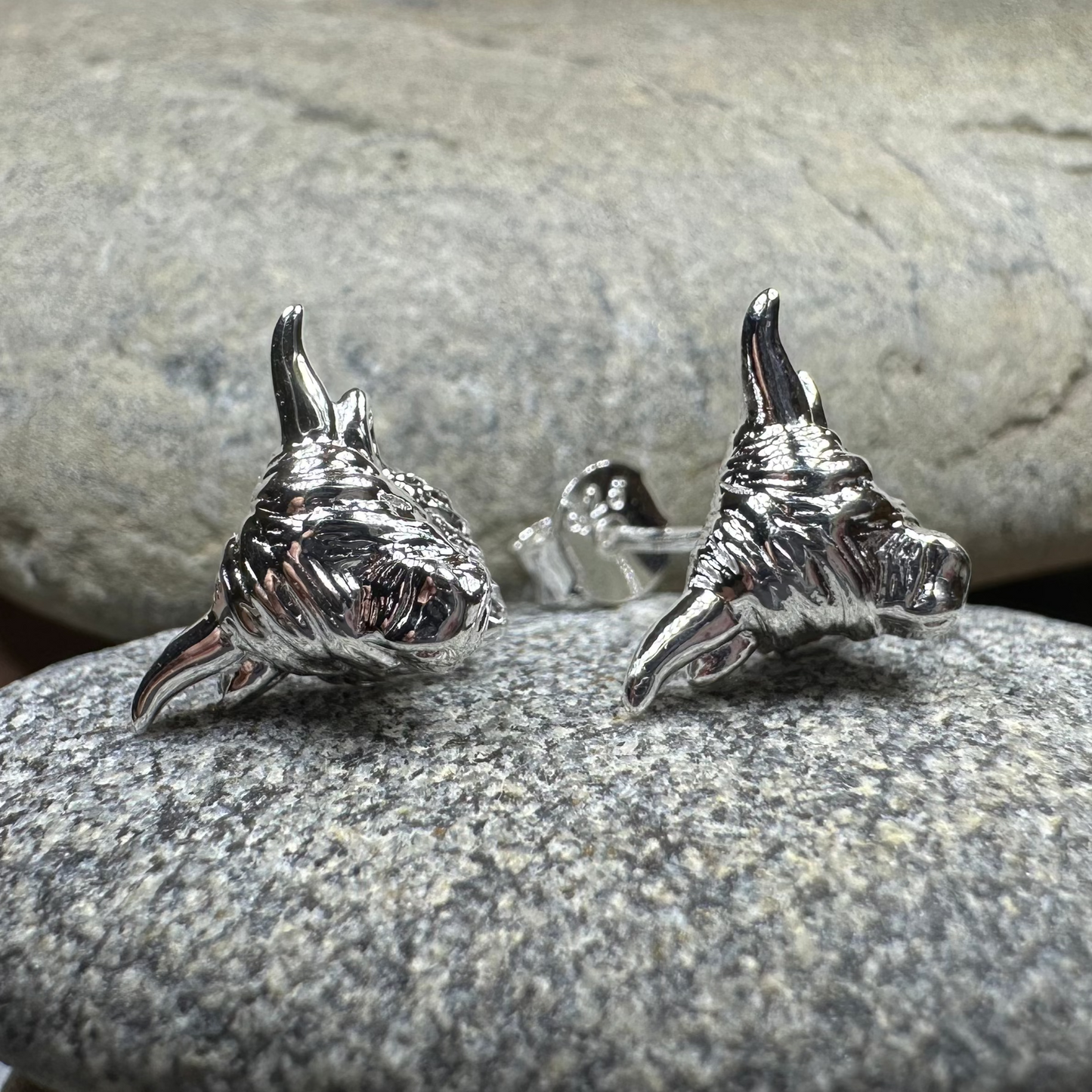 Wee Coo Scottish Highland Cow Earrings in Sterling Silver