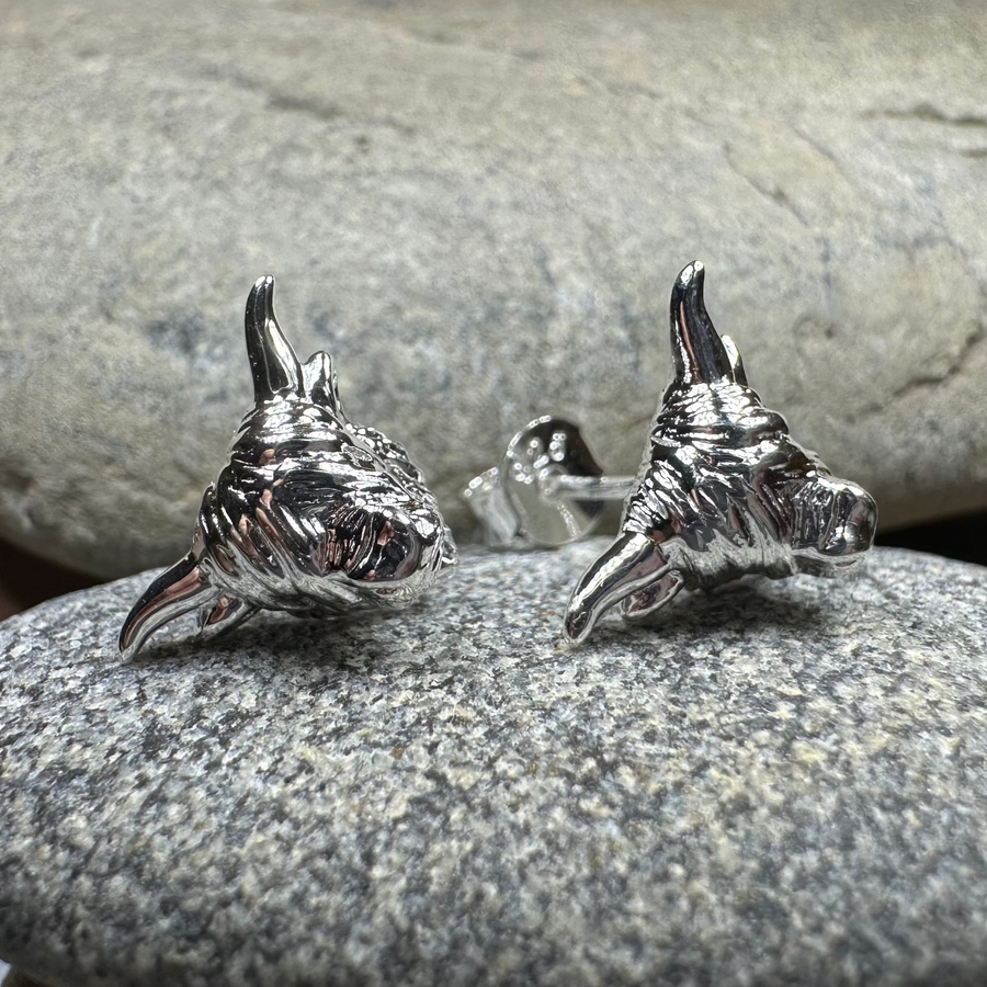 Wee Coo Scottish Highland Cow Earrings in Sterling Silver