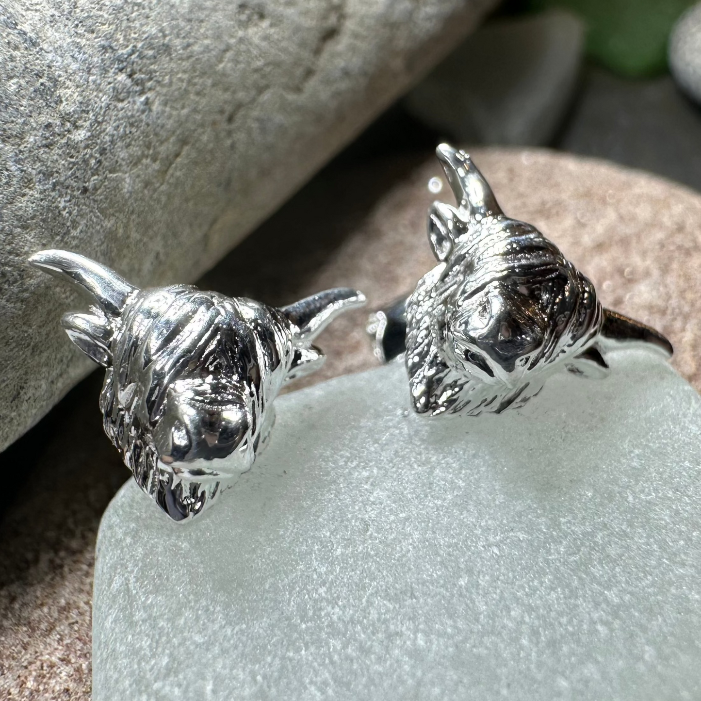 Wee Coo Scottish Highland Cow Earrings in Sterling Silver