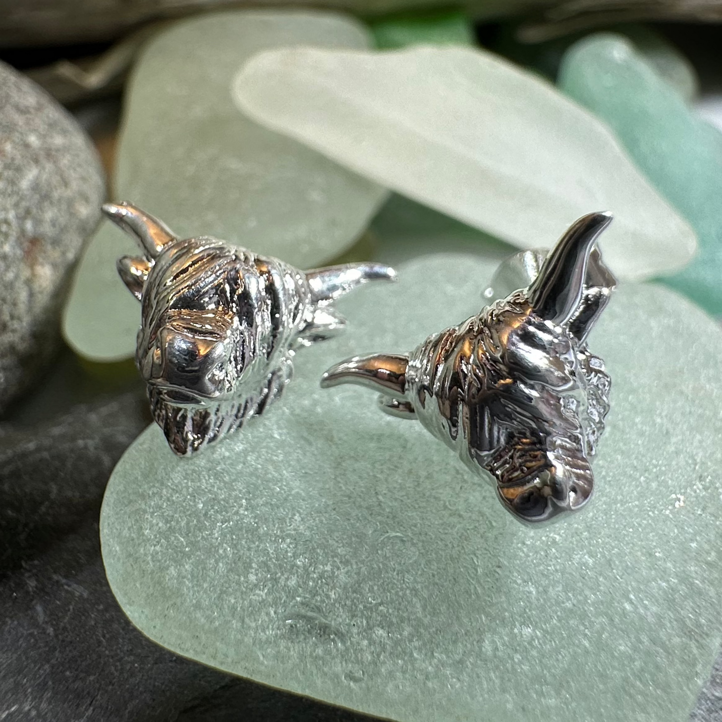 Wee Coo Scottish Highland Cow Earrings in Sterling Silver