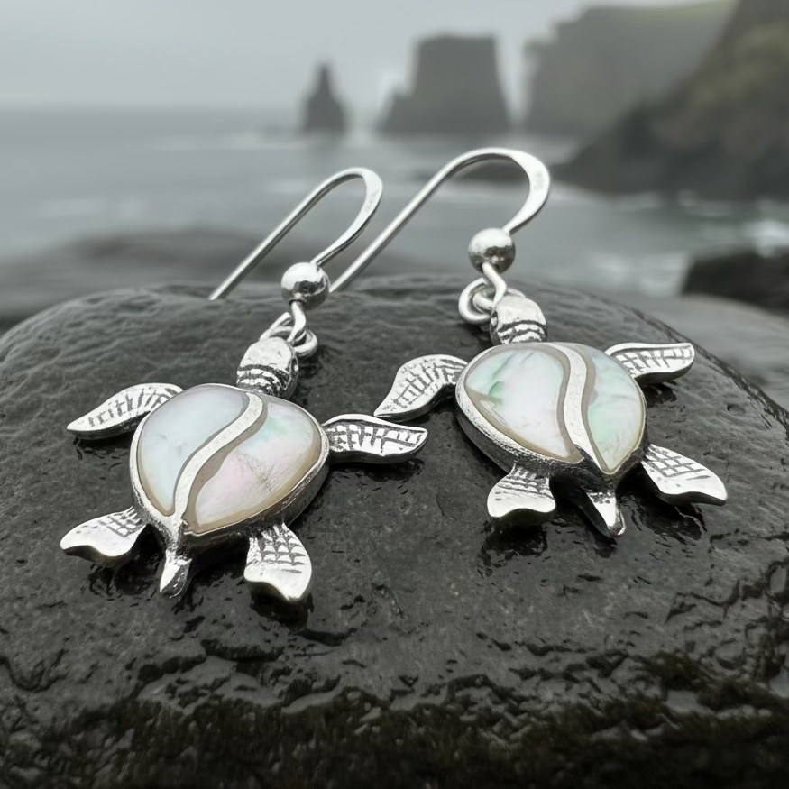 Farraige Turtle Love Earrings in sterling silver