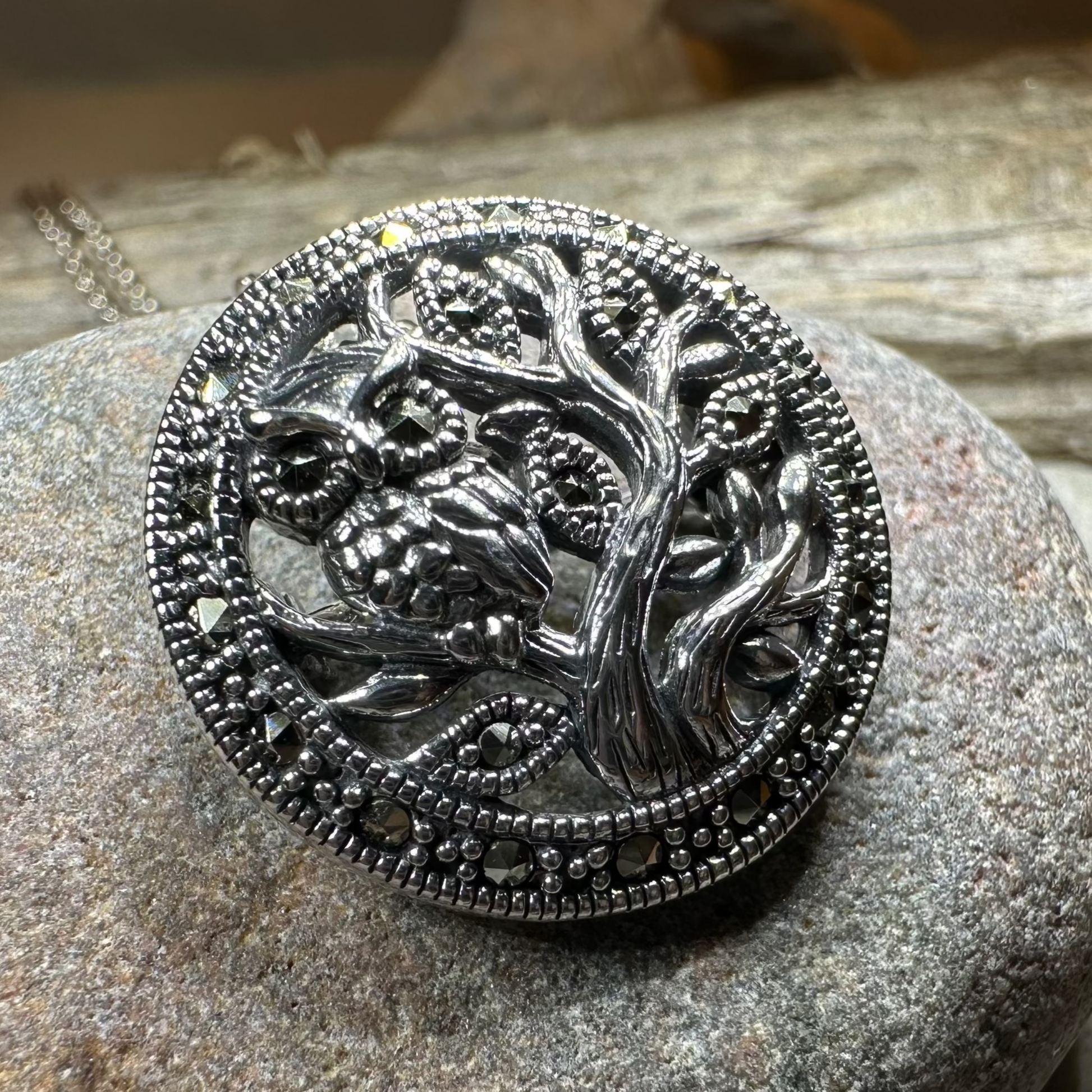 Autumn Owl Tree Necklace — view 2