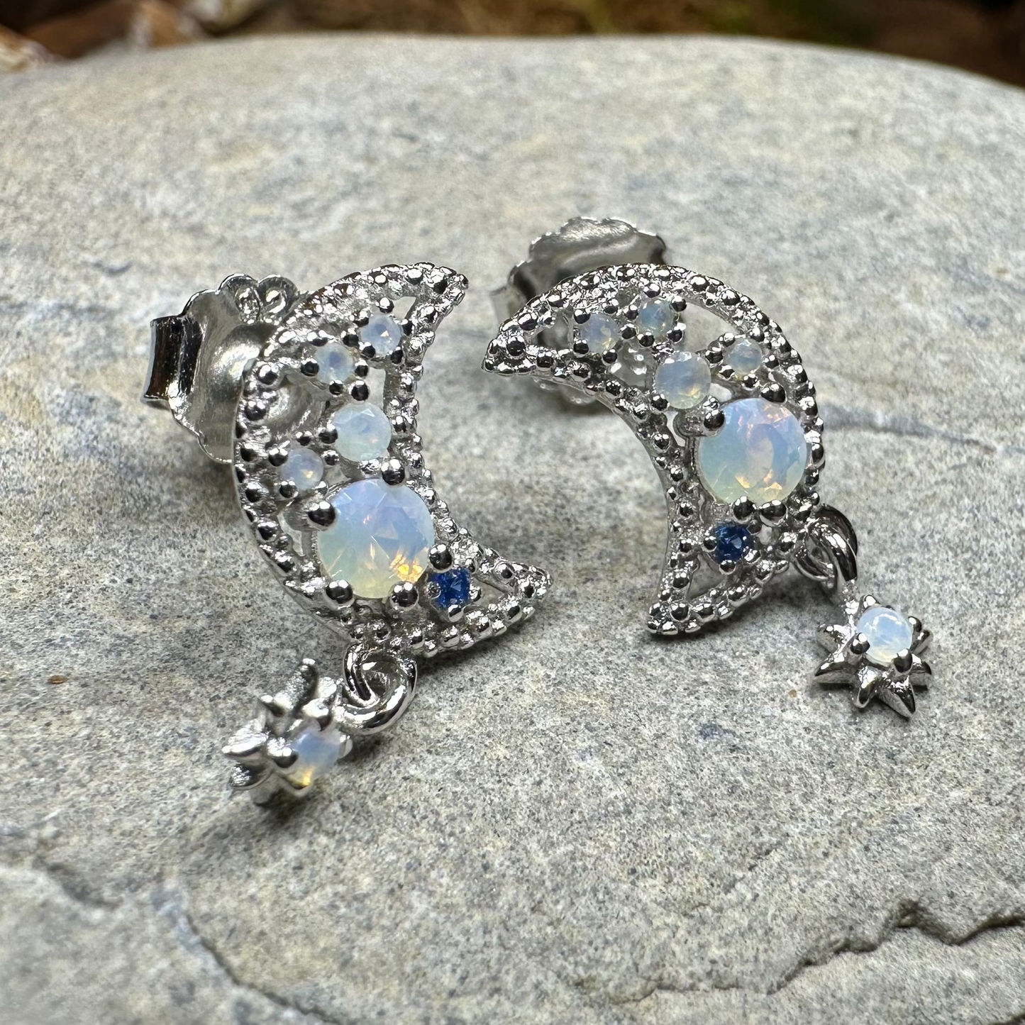 Sparkly Moon Post Earrings — view 6