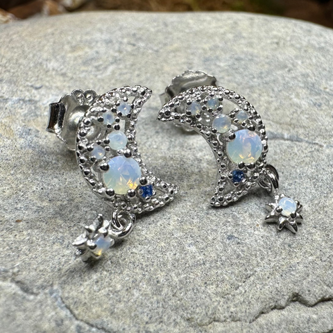 Load image into Gallery viewer, Sparkly Moon Post Earrings
