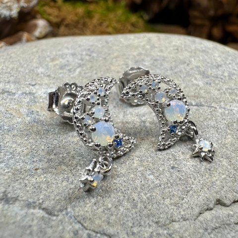 Load image into Gallery viewer, Sparkly Moon Post Earrings
