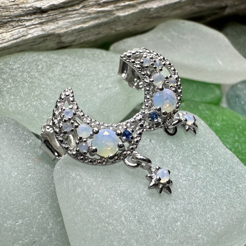 Load image into Gallery viewer, Sparkly Moon Post Earrings
