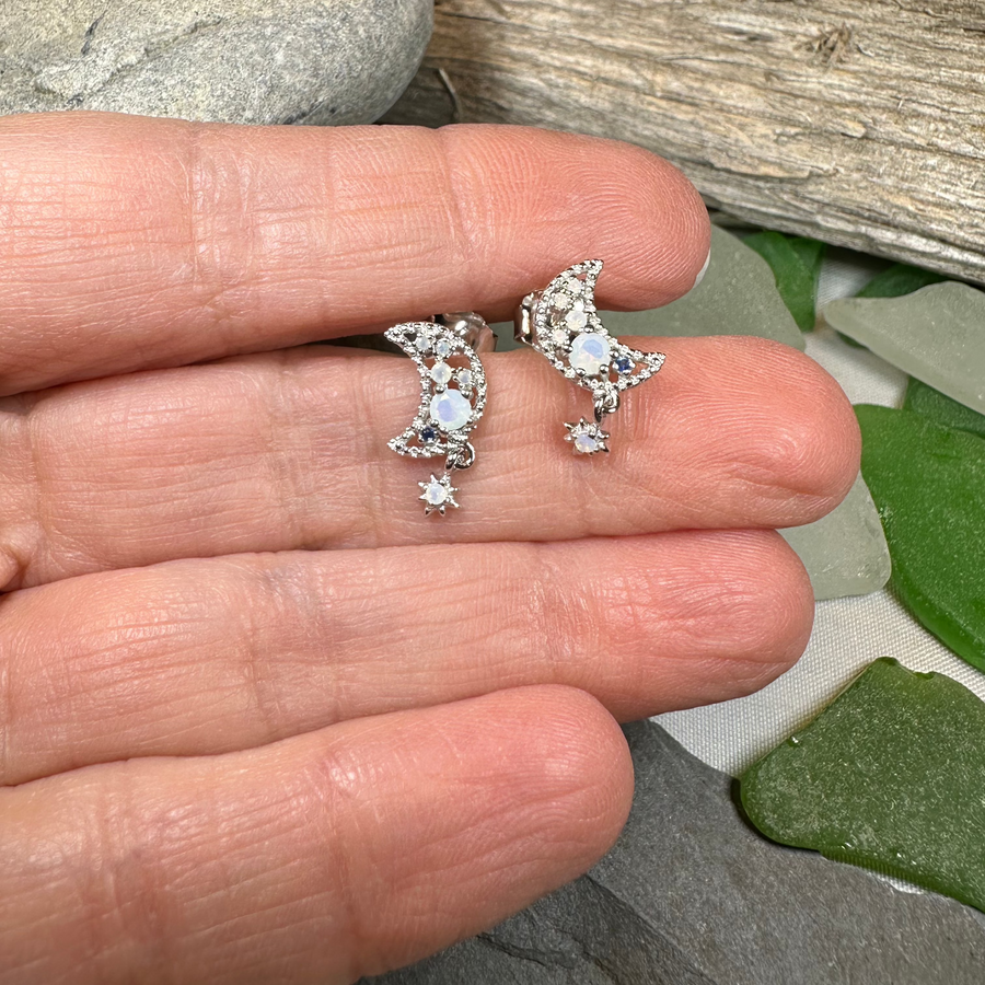 Sparkly Moon Post Earrings