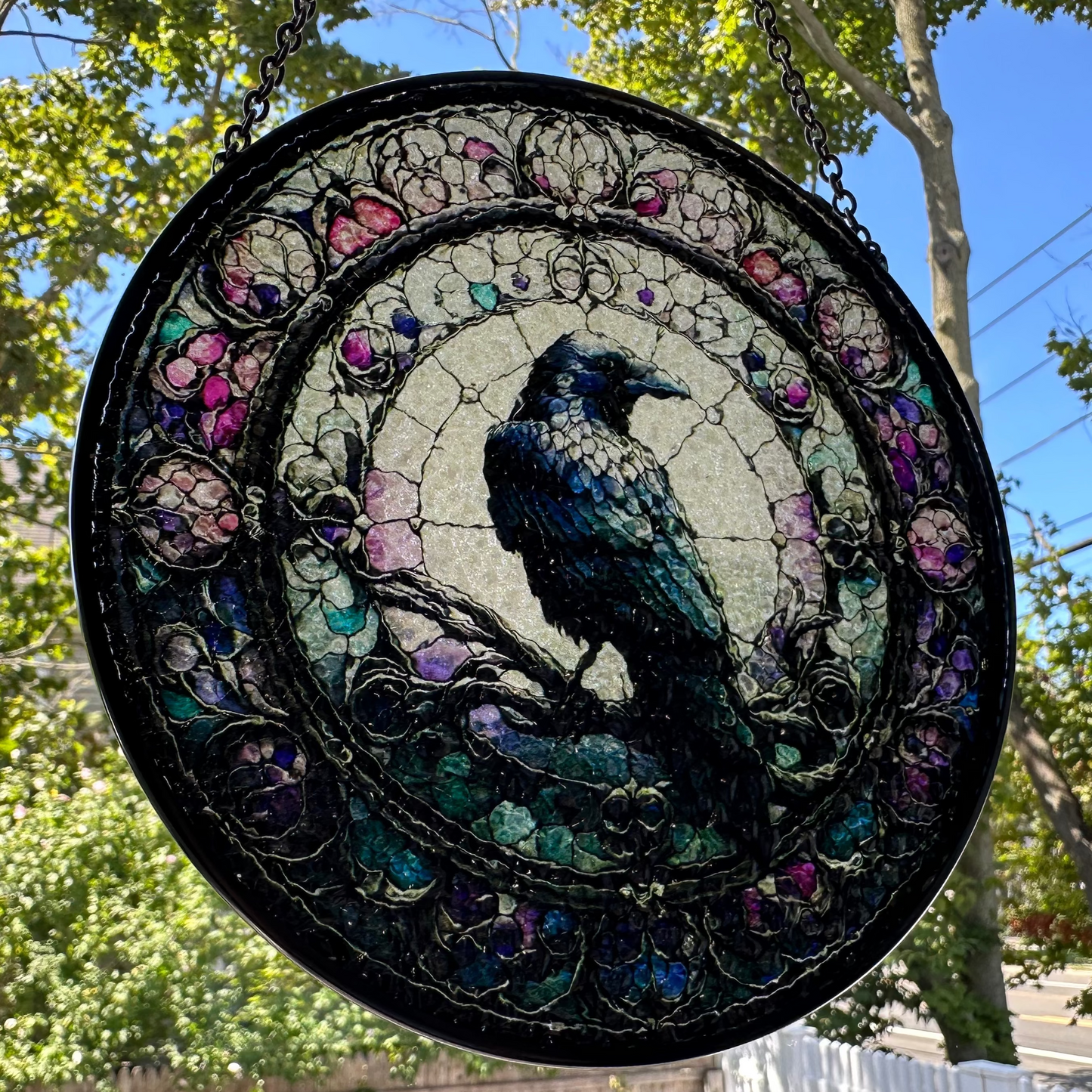Purple Gothic Raven Suncatcher