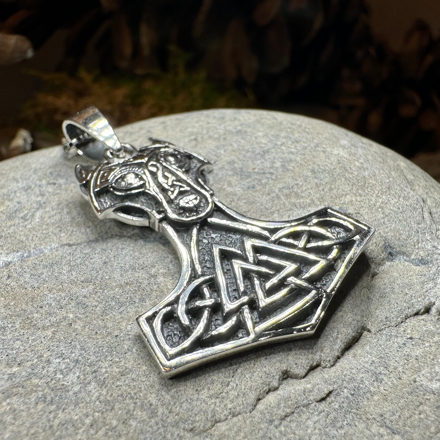 Wolf's Head Thor's Hammer Necklace