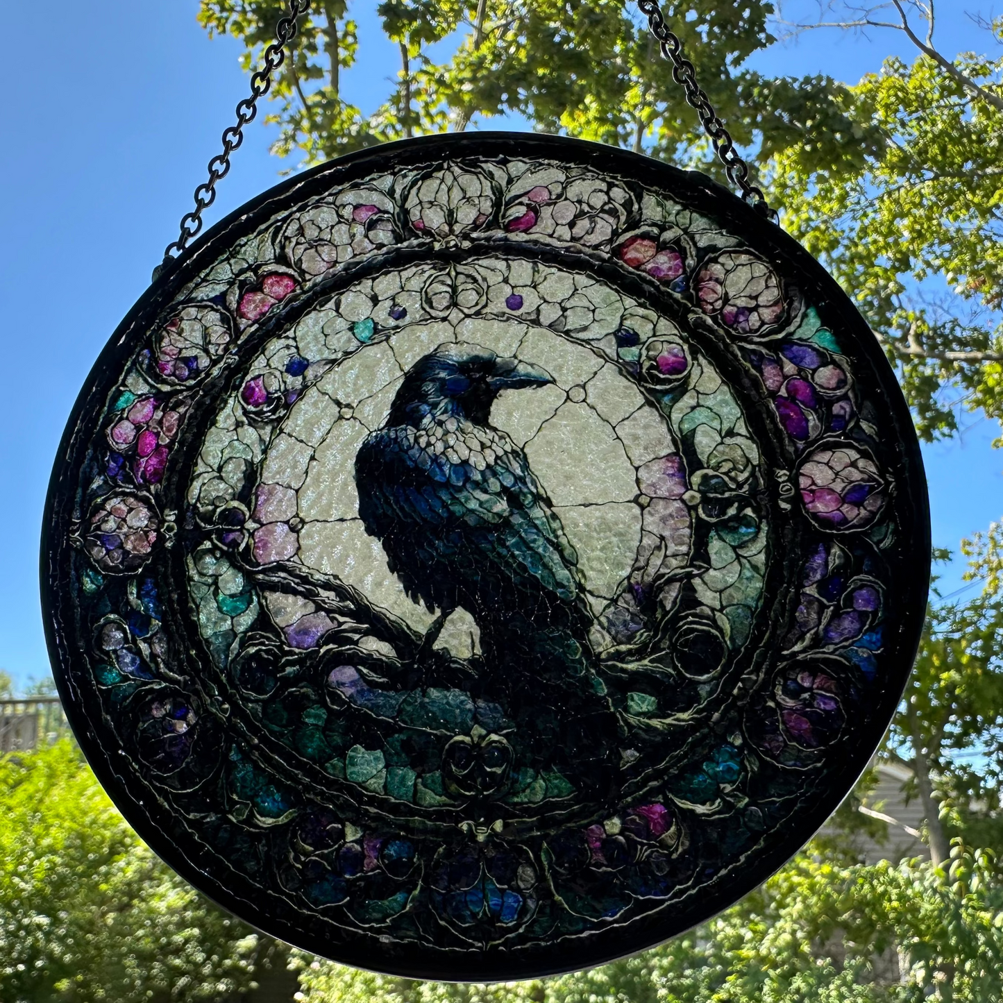 Purple Gothic Raven Suncatcher