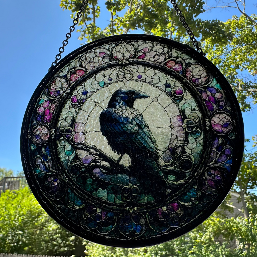 Purple Gothic Raven Suncatcher
