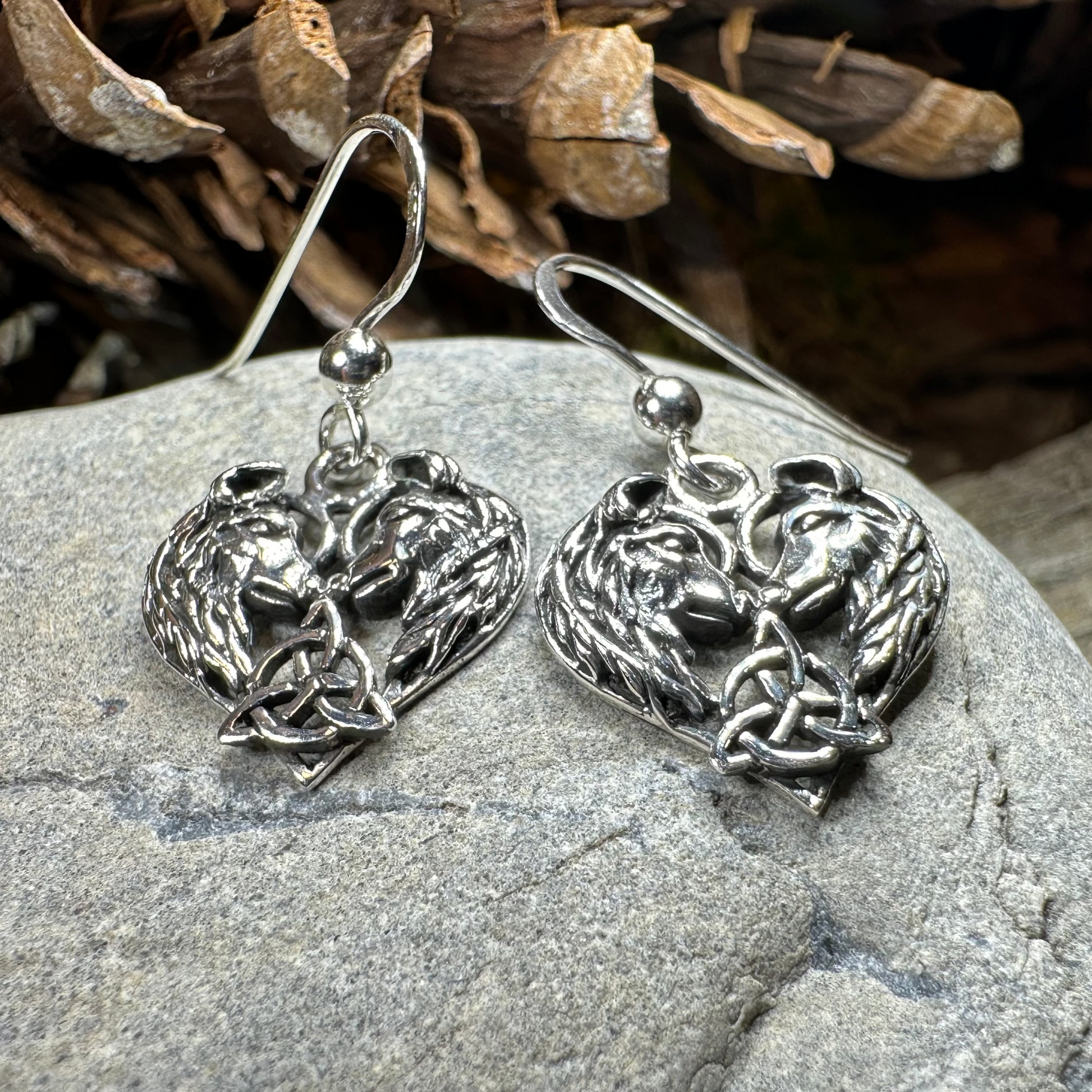 Celtic Wolf Lovers Earrings — view 6
