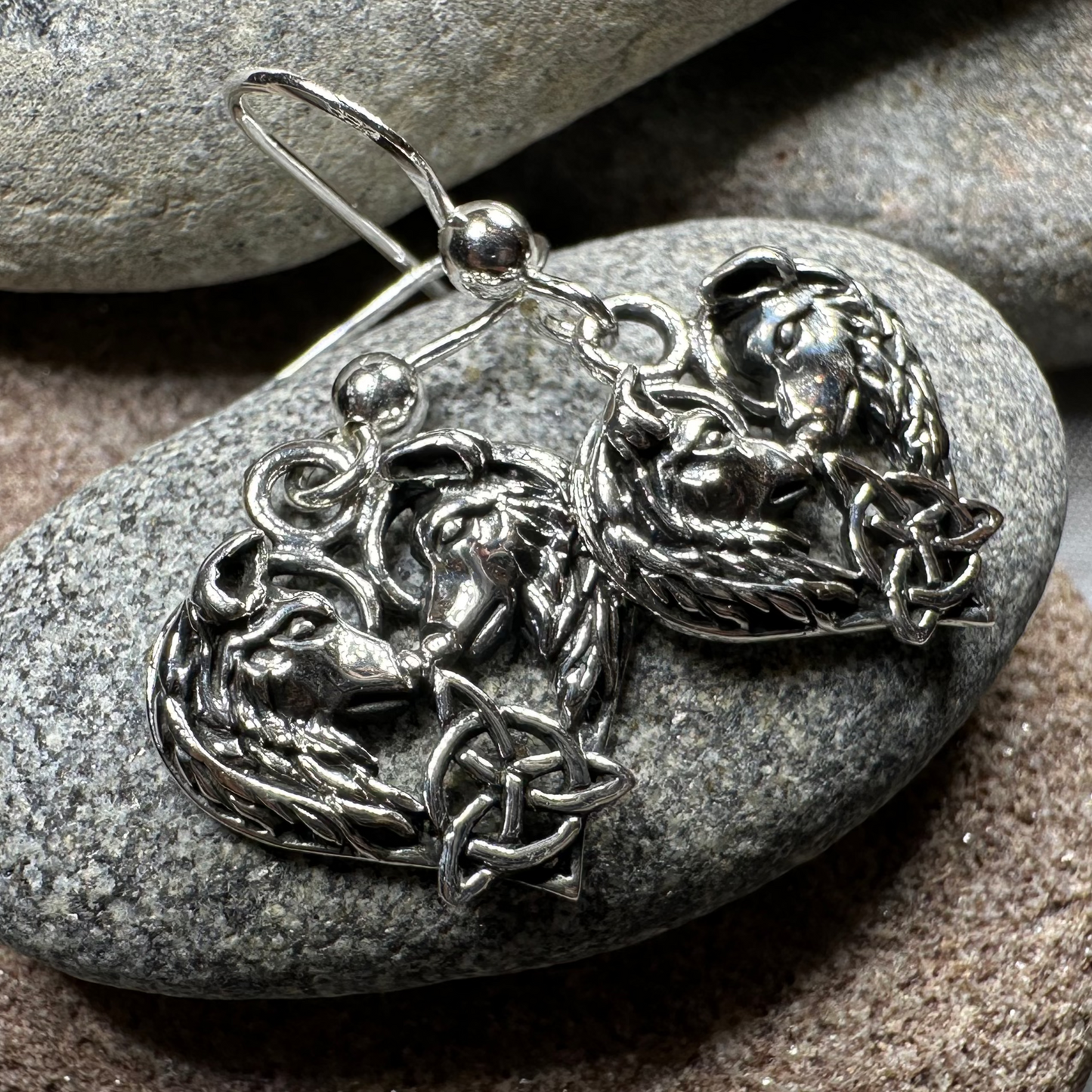 Celtic Wolf Lovers Earrings in sterling silver