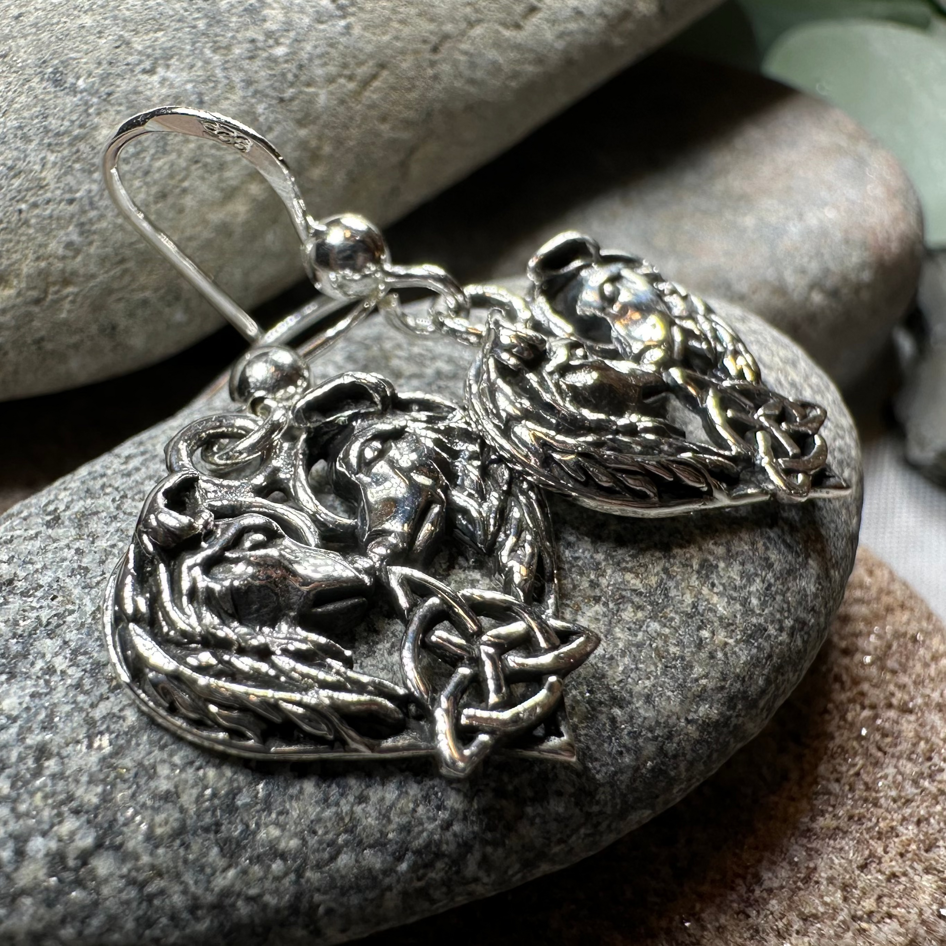 Celtic Wolf Lovers Earrings — view 5