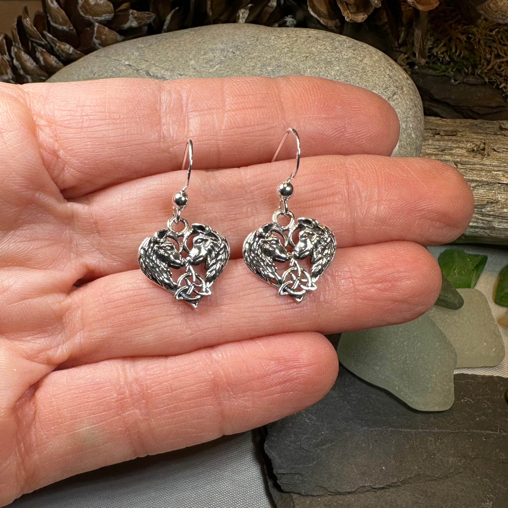 Celtic Wolf Lovers Earrings — view 4