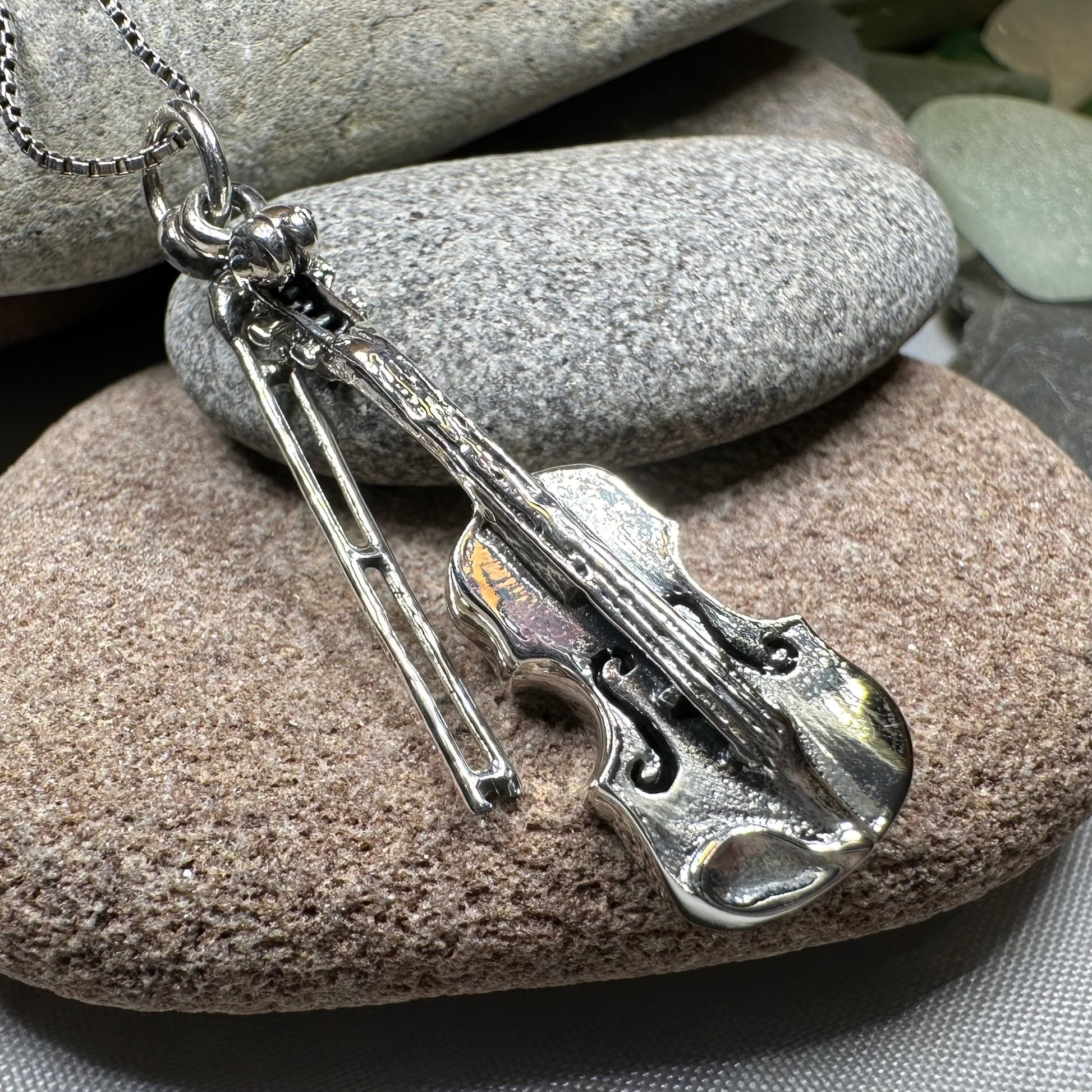 Irish Fiddle Celtic Necklace in Sterling Silver — view 4