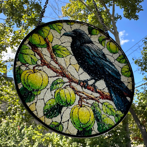 Load image into Gallery viewer, Green Raven Suncatcher
