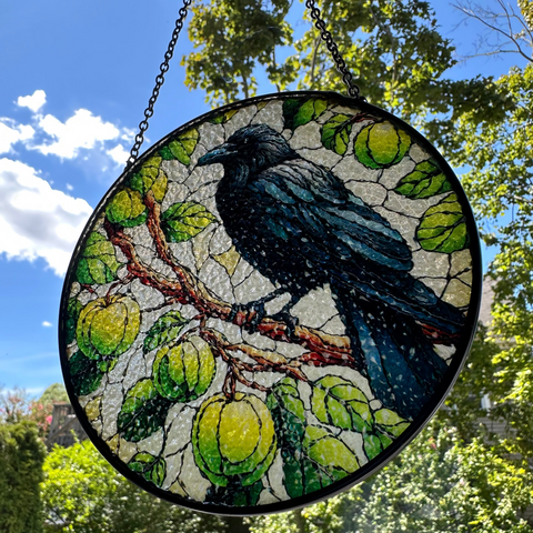 Load image into Gallery viewer, Green Raven Suncatcher
