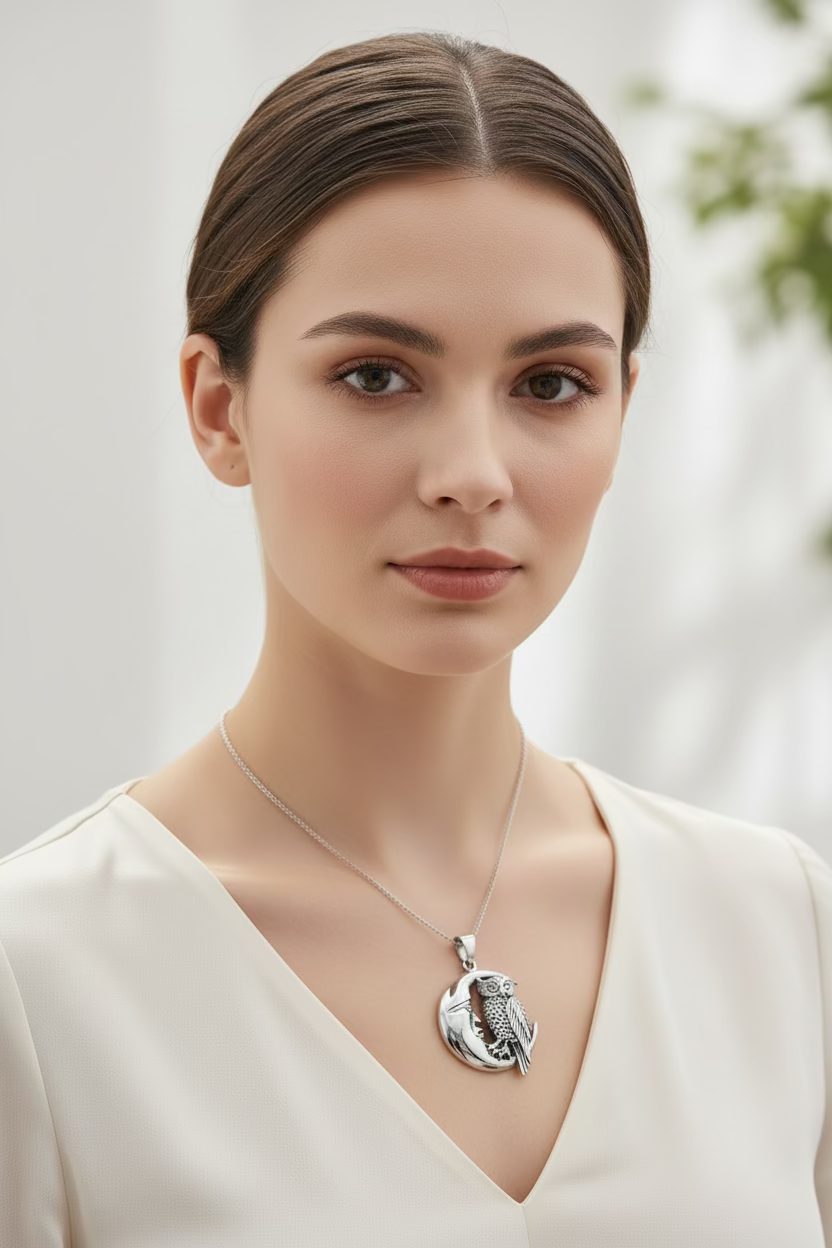 Oidhche Mhath Owl Necklace — view 2
