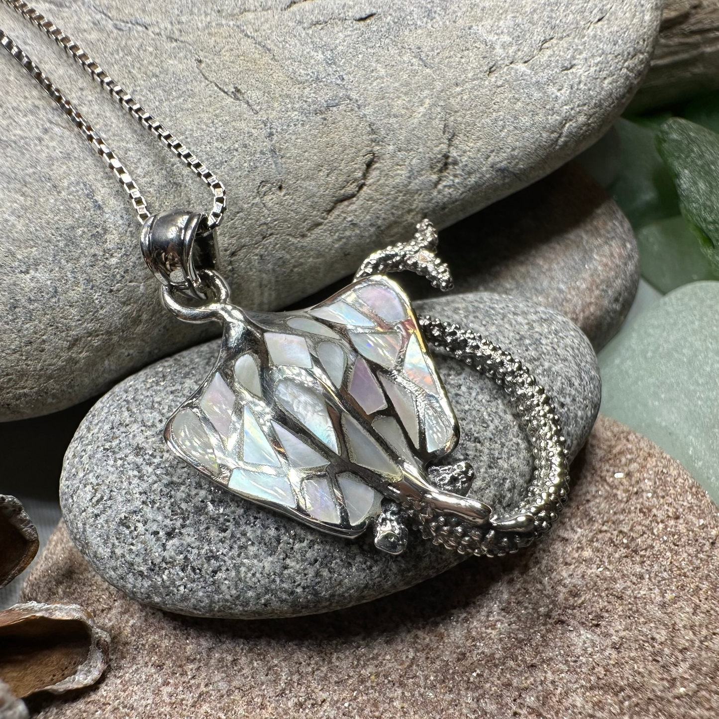 Abalone Manta Ray Necklace — view 3