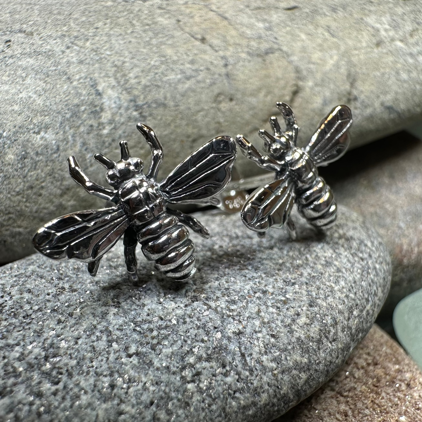 Realistic Bee Post Earrings — view 5