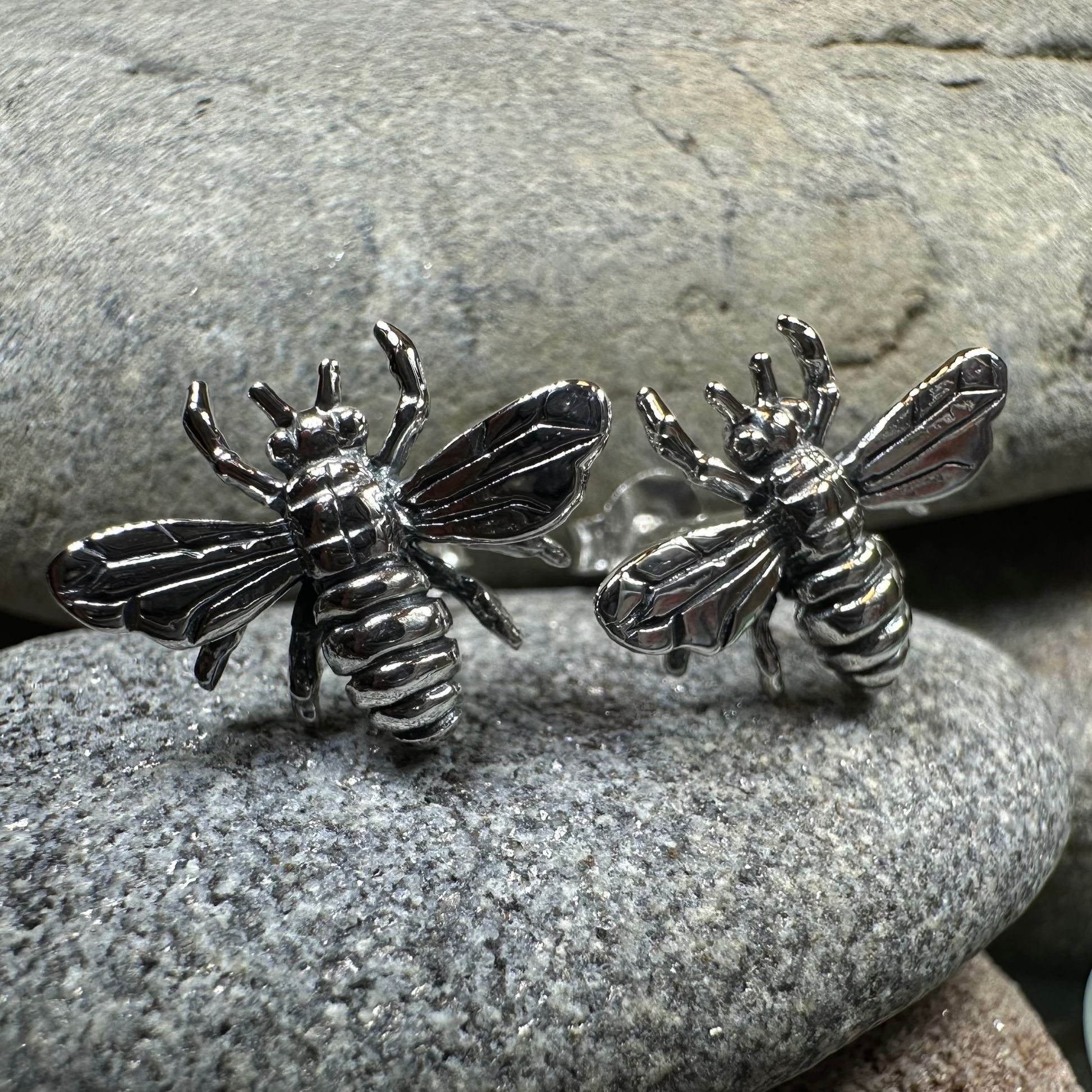 Realistic Bee Post Earrings — view 2