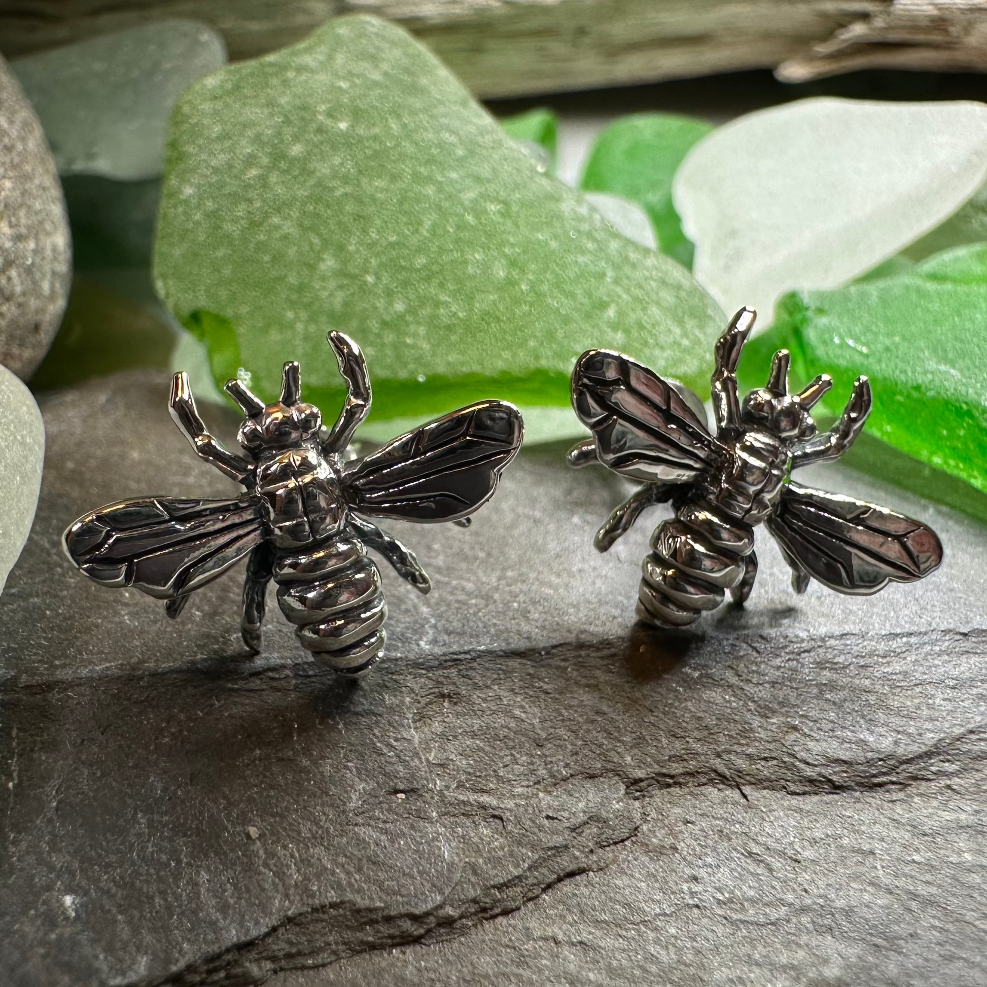 Realistic Bee Post Earrings — view 3