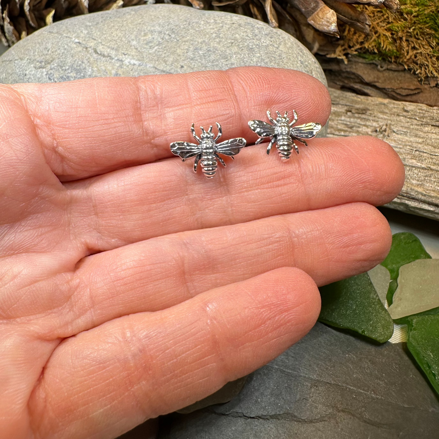 Realistic Bee Post Earrings — view 4