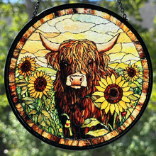 Load image into Gallery viewer, Sunflower Highland Cow Suncatcher

