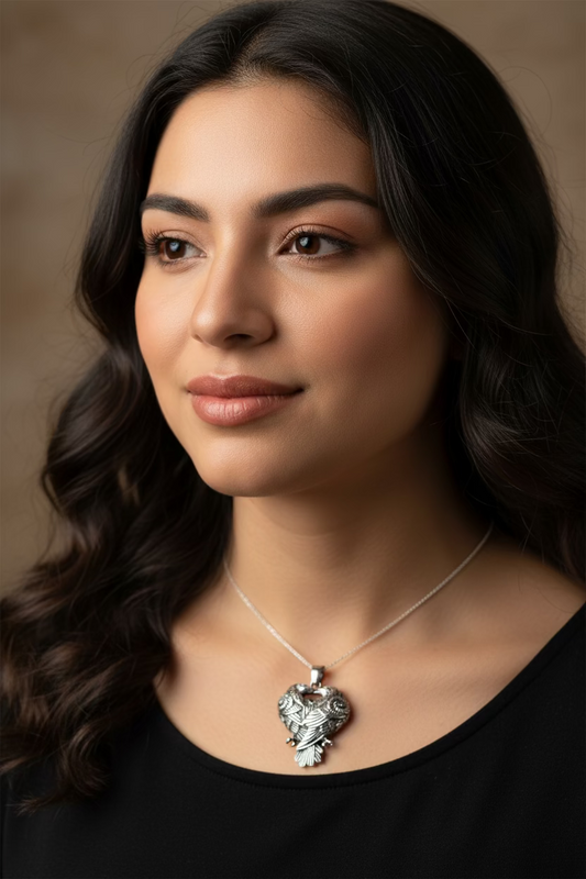Soulmates Celtic Raven Necklace in Sterling Silver
