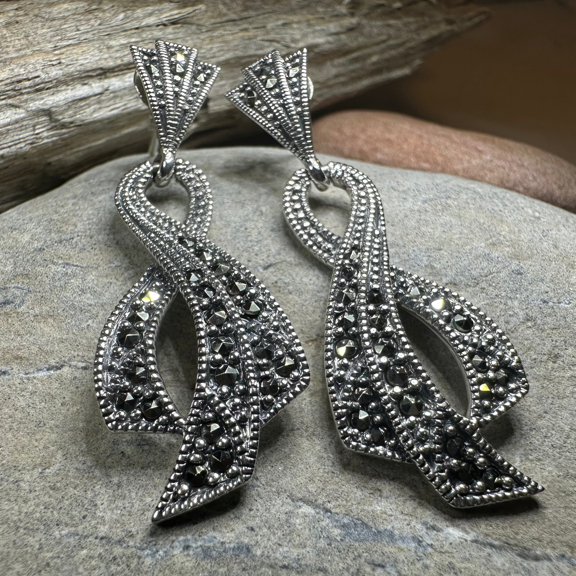 Valori Romantic Marcasite Earrings in sterling silver
