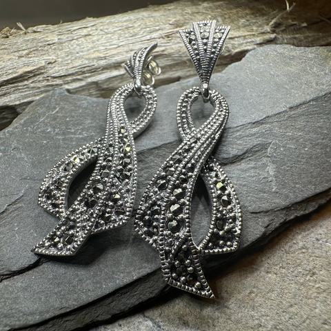Load image into Gallery viewer, Valori Romantic Marcasite Earrings
