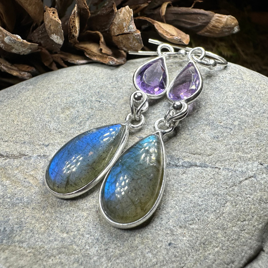 Celtic Waters Labradorite Earrings in Sterling Silver — view 3