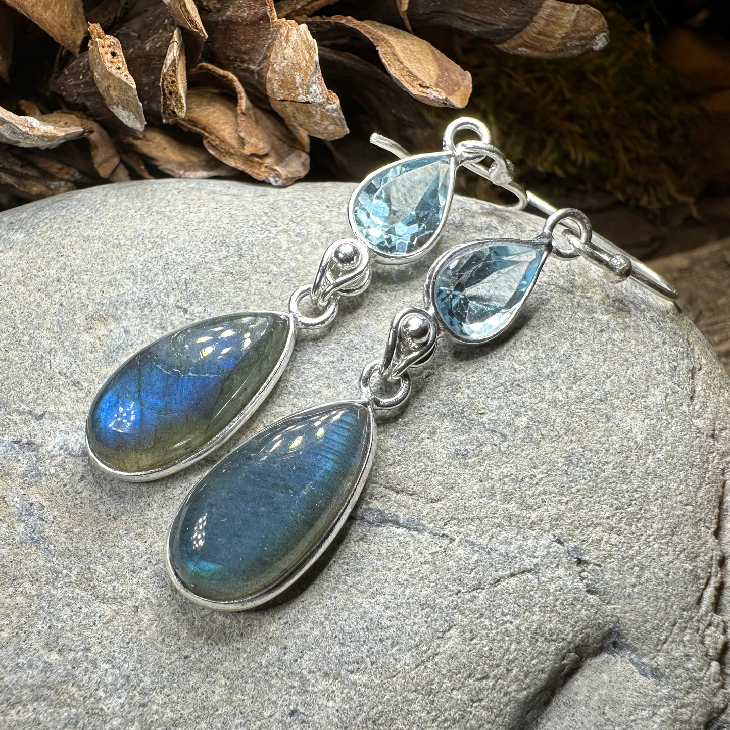 Celtic Waters Labradorite Earrings in Sterling Silver