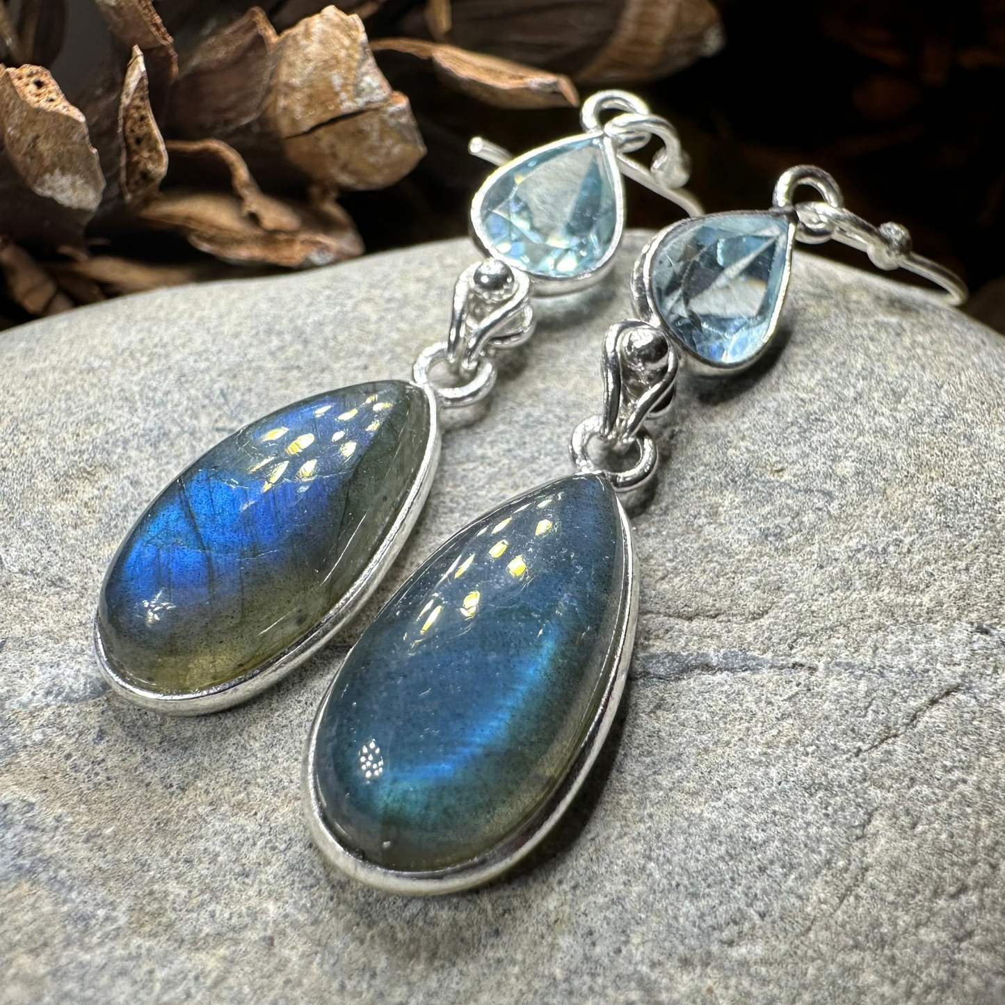 Celtic Waters Labradorite Earrings in Sterling Silver