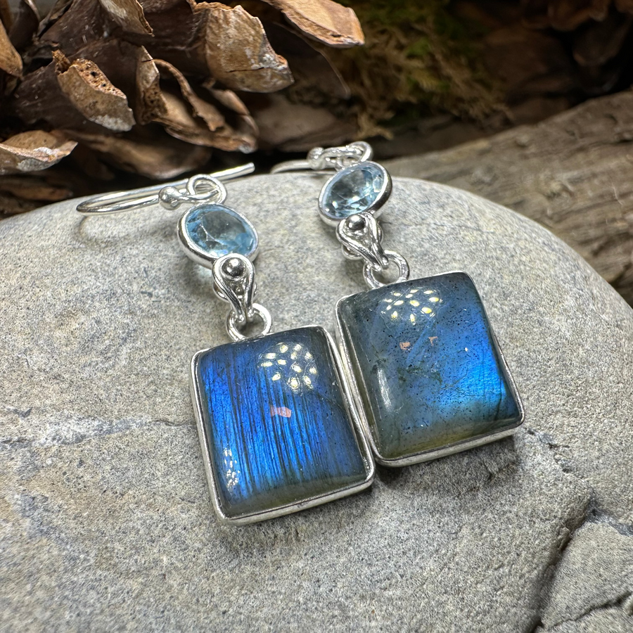Celtic Waters Labradorite Earrings in Sterling Silver