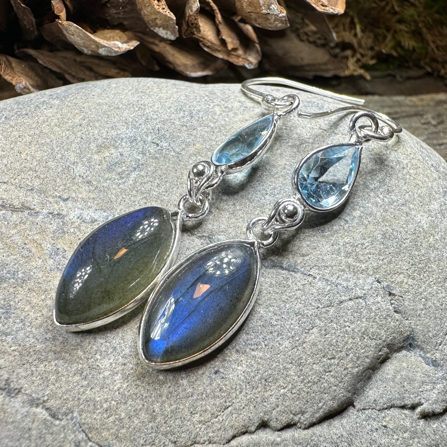 Celtic Waters Labradorite Earrings in Sterling Silver