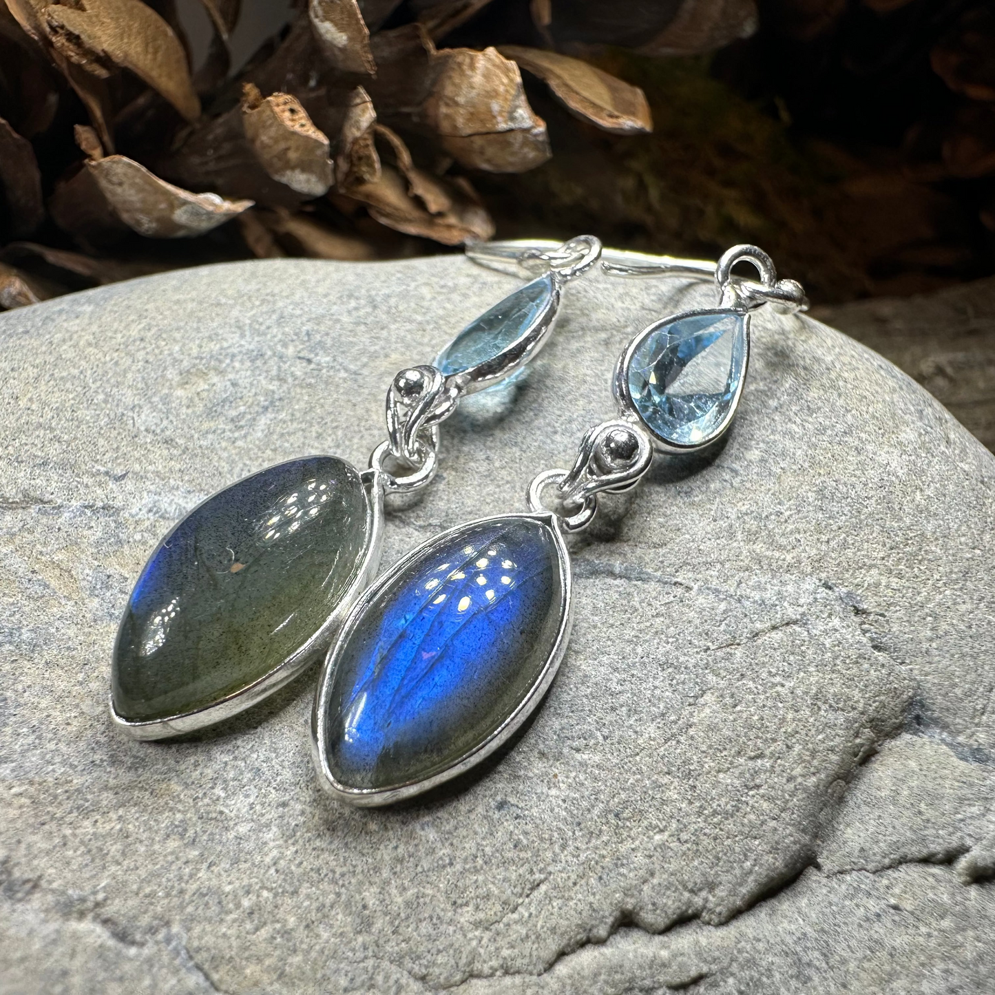 Celtic Waters Labradorite Earrings in Sterling Silver