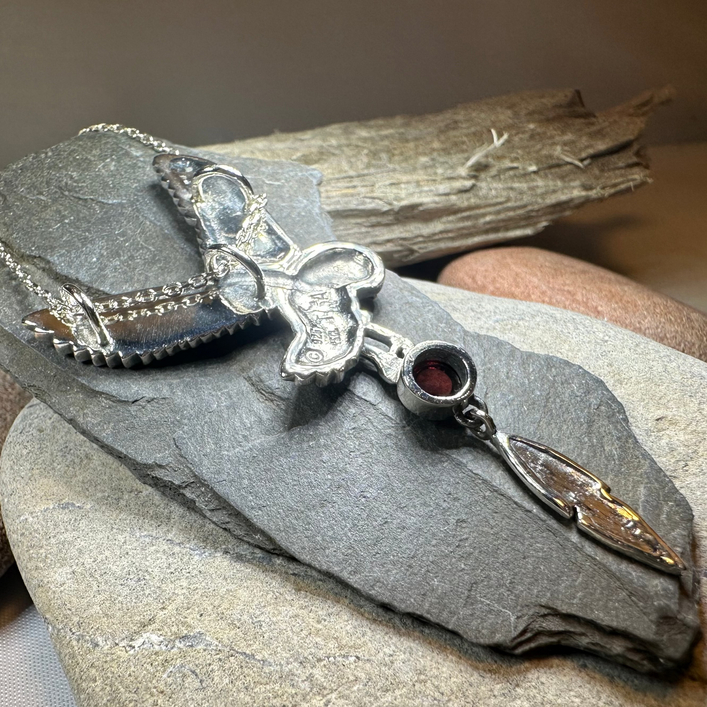 Garnet Owl Necklace