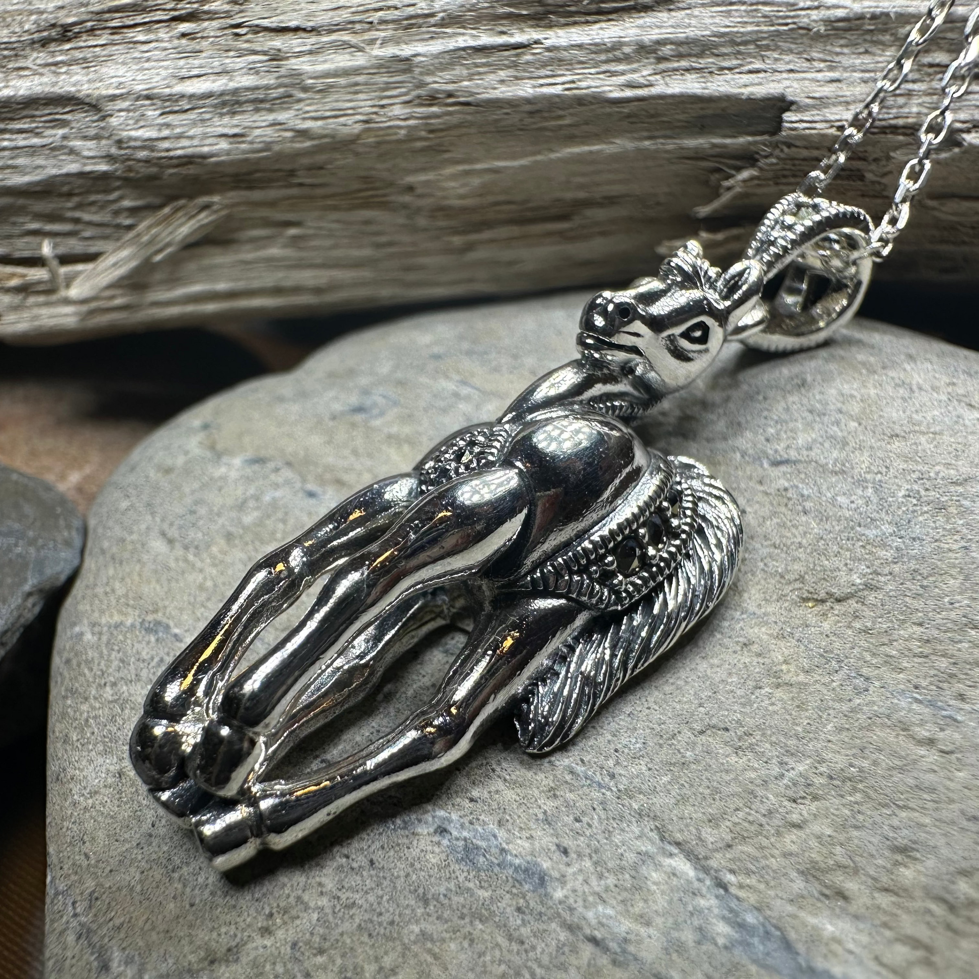Wildfire Marcasite Horse Necklace — view 3
